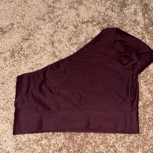 Victoria’s Secret One-Shoulder Cap Sleeve Bralette Top - Burgundy, Size Small